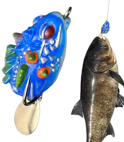 Grodliknande Fiskeagn - Realistiskt Mjukbete | Saltvattensbete med Täckta Krokar | för Mal Gädda Gös Fiskare Sportfiskare Utomhus fiske i sötvatten och brackvatten