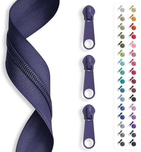 5 m zip endless, spiral 5 mm + 10 sliders/zip 27 colours, sold by the metre. dark blue
