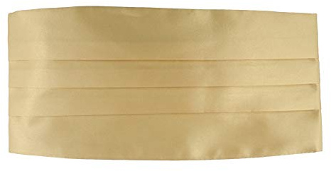 Glamour Girlz Men's Evening Black Tie Formal Wedding Groom Tuxedo Satin Cummerbund (Pale Gold)