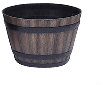 ALMAK Halbes Whiskyfass Blumentopf Harz Whiskyfass Pflanztopf Runder Übertopf Indoor Outdoor Garten Hof Terrasse