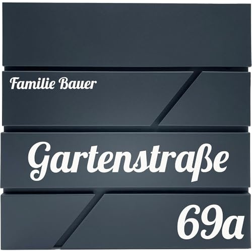 Printima Moderno Cassetta Delle Lettere Julia con Portagiornali in Grigio Antracite RAL7016, Personalizzata con Targa in Alluminio, Cassetta Delle Lettere Grande 37x37x11cm.