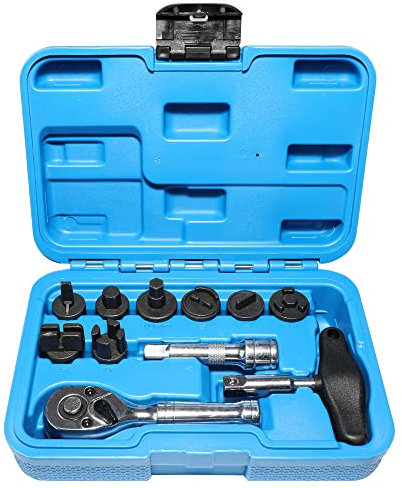 DPTOOL 11-teiliges Ölablassschraube-Entfernungsset, kompatibel mit GM VW Ford Mercedes Audi BMW mit Ratschenschlüssel und Steckschlüssel
