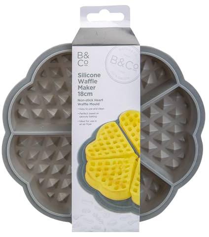 VFM - Air Fryer Liner Waffle Heart Shaped Mould Silicone Reusable Non Stick Accessory for Accompanying When Cooking with Ovens and Pressure Cookers, Barbecue, Roasting - 18cm Grey