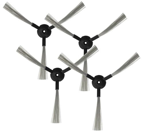 vhbw 4X Spazzola Laterale Compatibile con Hoover RBC011, RBC006, RBC012, RBC003 011, RBC003 Robot aspirapolvere - Set spazzole, Grigio/Nero