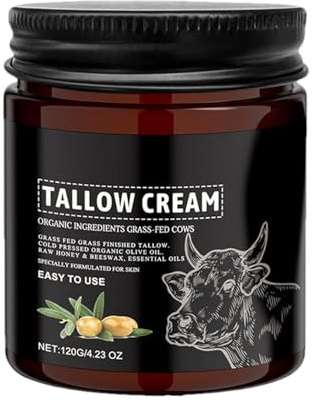 Bkljkf 120g Crema Hidratante de Sebo de Res, Crema de Sebo de Res, Crema De Sebo De Res Para El Cuidado De La Piel, Bálsamo De Sebo Orgánico Alimentado Con Pasto, Cuidado De La Piel Con Sebo De Res
