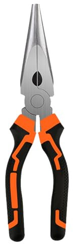 Alicates de punta larga de 8 pulgadas, alicates de punta de aguja resistentes con resorte con cortadores laterales para cortar bricolaje, abrazar, pellizcar, hacer joyas, reparación del hogar