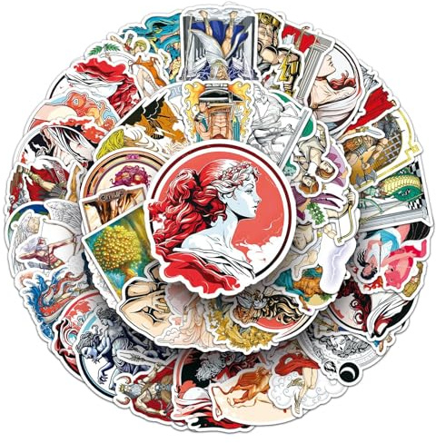 Adesivi mitologi greci 50 pezzi Stickers Skateboard Graffiti Adesivi Moto Bicicletta Snowboard Bagagli Bagagli Auto Valigia per Bambini e Ragazzi Impermeabile Vinile Adesivi