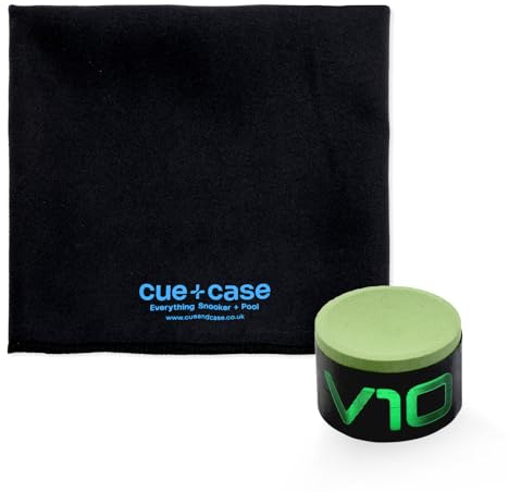 Taom V10 Professional Snooker Pool Chalk - Round Shape - Eliminates Kicks - No Residue - Free Cue + Case Microfibre Cue Towel (Green + Free Towel)