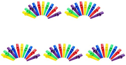 Kznifmk Strumenti Musicali in Plastica Kazoos con Diaframmi Flauto per Regali, Prezzi e Regali 5 Colori (50 Pezzi)