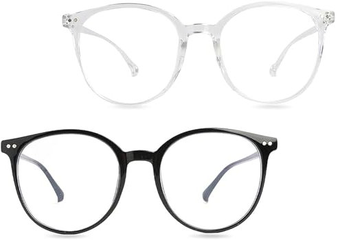 Pack de 2 Gafas Protectoras de Luz Azul, Gafas para Ordenador y Gaming, Reducción de Fatiga Visual, Lentes Transparentes, Estilo Unisex, Adecuadas para Uso Prolongado en Dispositivos Digitales