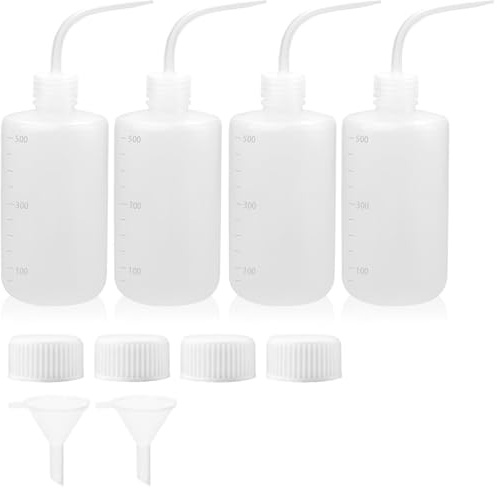 qjuwhua 4 stycken doseringsflaskor 500 ml sprayflaska laboratorieflaska tvättflaska Squeeze flaska plast hällflaska