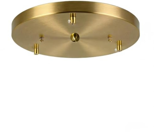 AstrizLamp 3 Agujero Embellecedor Lampara Techo 25cm Circular Roseta de Techo de Metal Dorado Hierro Cubierta Lámpara de Techo 3 vía Fijación al Techo con Accesorio para plafones, lámparas colgantes