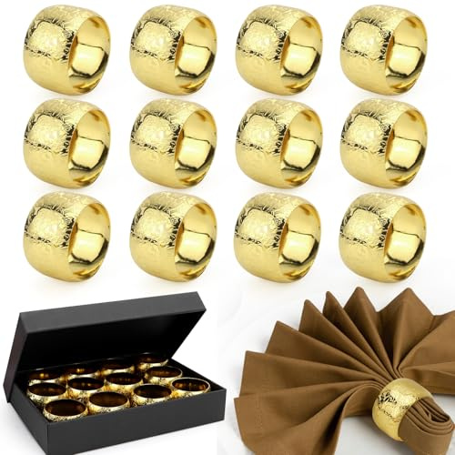12 Pezzi Anelli Portatovaglioli in Metallo Portatovaglioli Oro Anelli per Tovaglioli da Tavola per Natale Matrimonio Festa di Festa Decorazione della Tavola