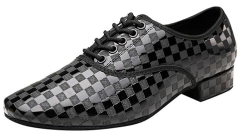 sekiueo Zapatos De Baile para Hombre con Suela De Cuero Y Cordones para Baile De Salón Moderno Vals Latino,Negro,40 EU