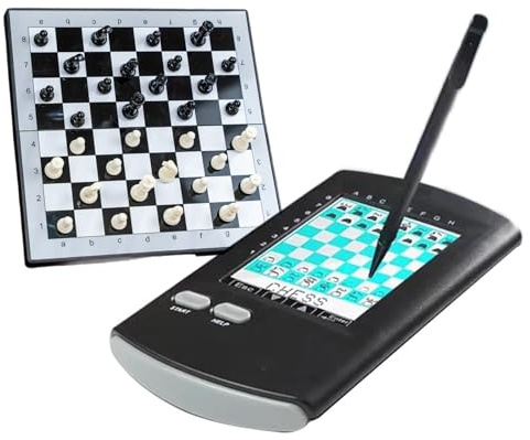 Juego de ajedrez electrónico portátil, Juego de computadora de ajedrez táctil 9 en 1 con lápiz óptico, Pantalla LED, oponente de IA, para Adultos, niños y Principiantes, aprenden y viajan