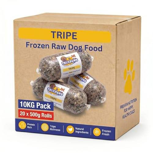 TRUEPAWS Green Tripe Raw Dog Food 10kg — 20 × 500g Frozen Chubs, Single Protein BARF Diet Mince, No Additives or Fillers
