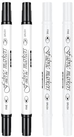 LUDHEP Pennarello Permanente, 4 Pezzi, Asciugatura Rapida Penne Impermeabili Marker, pennarelli per tessuti, per scarabocchiare, colorare, marcatura, forniture scolastiche, colore nero, bianco