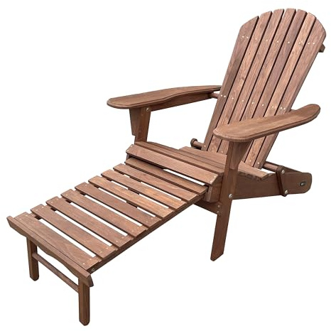 AXI Alexa Chaise Adirondack avec Repose-Pieds, Pliable, Couleur Café | Transat De Jardin/Bain De Soleil / 100% Bois De Pruche, pour 1 Personne, avec Accoudoirs Et Dossier Haut | 147 X 78,5 X 89 Cm