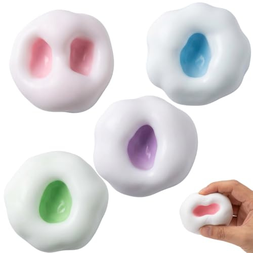 4 PCS Stress Balls ,Stress Ball with relief stress, Pinkball Stress Ball and Stress Balls, SuitableFor Different Occasions ,Set in Blue Green Purple Pink