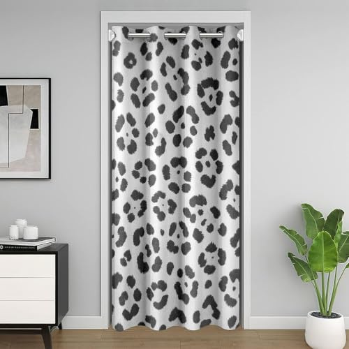 Loussiesd Leopard gepard tryck dörröppning gardin integritet vild djur hud päls garderobsskydd för sovrum vardagsrum lyxig stil rumsavdelare gardin 132 x 213 cm mörkläggande mörkläggning heminredning