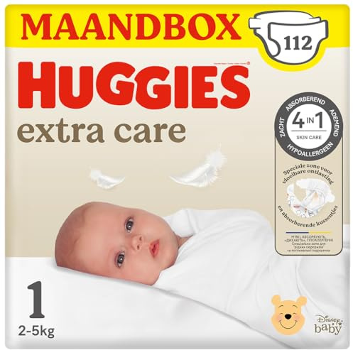 Huggies Bebè Extra Care Pannolini, Taglia 1 (2-5 kg), 112 pannolini