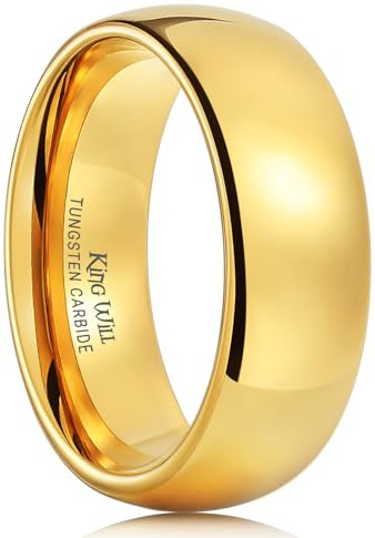 King Will Men Tungsten Rings 24K Gold Plated 8mm Size 10