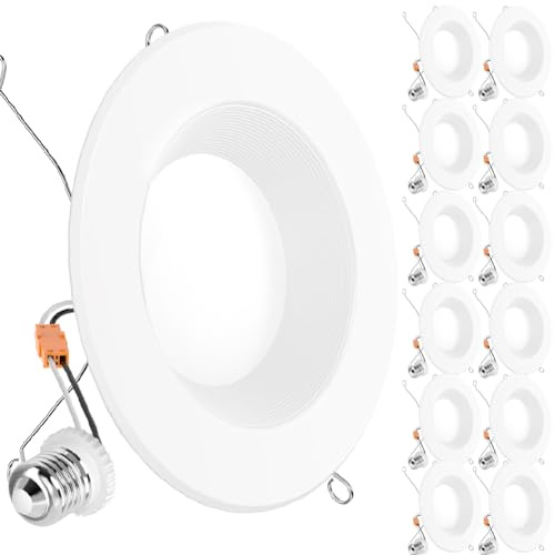 Sunco 12 Pack Retrofit LED Recessed Lighting 6 Inch, Downlight Can Lights for Ceiling, Baffle Trim, 965 LM, 13W (120W Equivalent), 5000K Daylight, Dimmable, Damp Rated UL