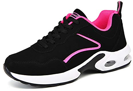 Womens Trainers Lightweight Running Walking Shoes Air Cushion Sneakers Black Pink