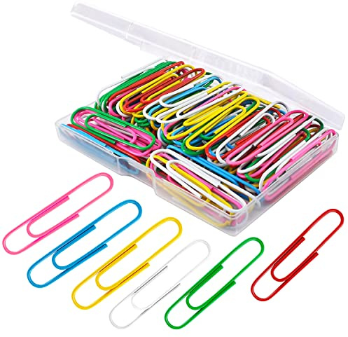 Paper Clips, 100Pcs 2 Inch Large Paperclips, Assorted Colored Coated Jumbo Reusable Big Paperclips, Large Colored Paper Clips for Office School Document Organizing