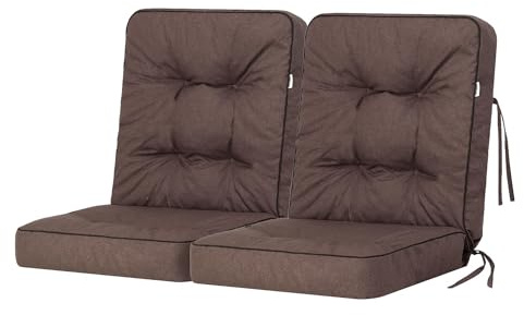Bjird - Cojín para Banco de jardín, terraza o balcón con Respaldo - 100 cm (2x50) - Impermeable - para Uso Interior y Exterior - para Columpio, Balancín o Muebles de Jardín - Made in EU - Marron