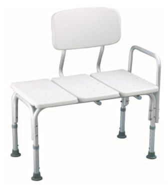MAS QUE AYUDAS – Asiento de Transferencia para Bañera con Respaldo y Asa, Ajustable 81-91 cm, Antideslizante, Silla de Baño para Adultos y Personas con Movilidad Reducida