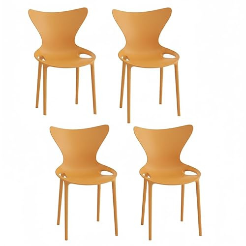 Display Guru Set Of 4 Modern Style indoor outdoor Modern Retro Dining Garden Stackable Chairs (Orange)
