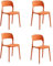 Set Of 4 Modern Style indoor outdoor Modern Retro Dining Garden Stackable Chairs (Orange)