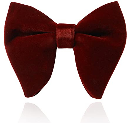 HOULIFE Pajarita para hombre – Pajarita ajustable de terciopelo preatada pajarita de un solo color con mariposas grandes para novios boda formal con caja de regalo, granate, 12x10cm