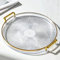 Serving Tray with Golden Handles, Acrylic Decorative Round Tray, Serving Platter for Food/Drinks/Snack/Coffee/Tea, Display Pallet for Home Bar Restaurant (27 * 27 * 3.5cm, Transparent)