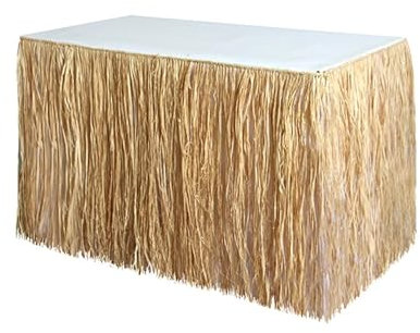 QSCTYG Tischröcke Sommer-Party-Tischrock, Schreibtischrock, dekorative Requisite mit Simulationsstroh for Party-Dekoration am Meer, Strand 91