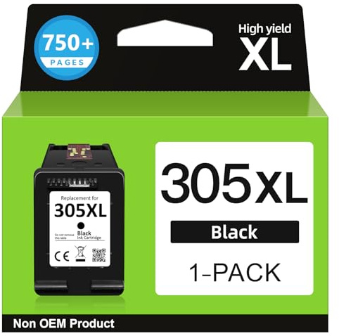 305XL Ink Cartridge Black-750+ Pages, Replacement for HP 305 Black Ink Cartridges Original, Printer Ink 305 for HP DeskJet 2810e Ink Cartridges 2800e 2820e 2700 2710e Plus 4100 4120 Envy 6000 6020e