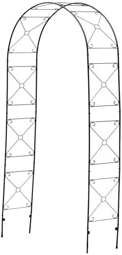 Gr8 Garden Decorative Cross Design Metal Heavy Duty Rose Arch Frame Archway Path Support for Climbing Tall Ivy Plant Flower Trellis