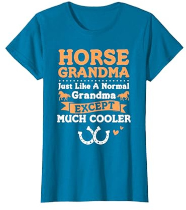 Horse Grandma Horse Lover Grandmother Mother's Day T-Shirt, Women, Sapphire Blue, 3X-Large