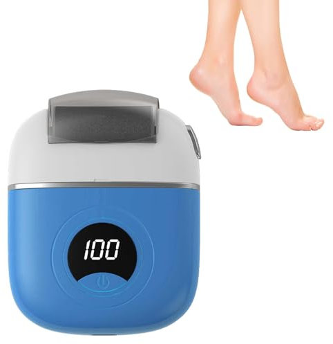 Rapeuse Pieds Electrique, Rape Pieds Rechargeable LED avec 3 Rouleaux Lime Ponceuse Pied, 2 Vitesses Râpe Pied Pedicure Soin Pieds Doux pour Callosité Corne peau Morte,Bleu