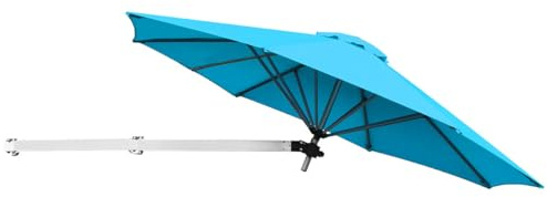 COSTWAY Ombrellone da Parete 250 cm, Ombrellone da Muro per Giardino con Angolo Regolabile, Parasole Esterno Pieghevole Anti UV, per Giardino, Balcone e Cortile (Turchese)