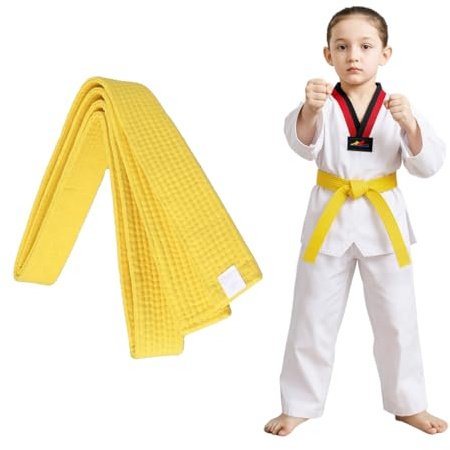 COYUN 1 Piezas Cinturón Taekwondo Amarillo, Cinturón de Judo, Cinturón de Artes Marciales, Cinturones de Judo de Karate, Cinturón de Taekwondo Para Artes Marciales, Cinturón de Taekwondo, 160cm
