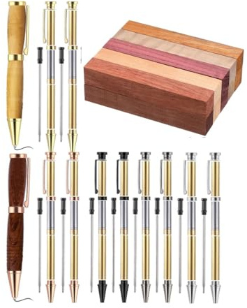 Tagtight Woodturning Pen Kits, Einschließlich 7mm Slimline Pen Kits mit Holzblock für Drehmaschinen, Holzgefertigte Drehbare Kugelschreiber, Stift-Rohlinge DIY Crafts Project Project Paket