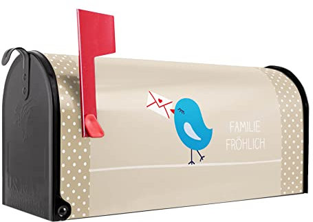 banjado® Amerikanischer Briefkasten - US Mailbox/Letterbox mit Motiv WT Liebesbrief 51x22x17cm - Postkasten Stahl aus Amerika – Briefkasten amerikanisch schwarz pulverbeschichtet