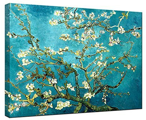 Wieco Art -Extra Large Almond Blossom Modern Floral Giclee Canvas Prints By Van Gogh Famous Oil Paintings Flowers Pictures for Bedroom Home Decorations