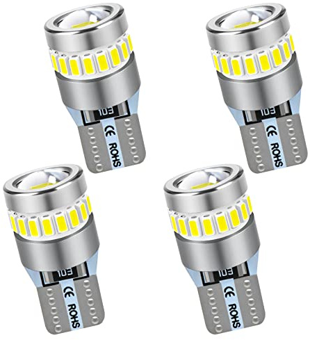 LTONXEN W5W T10 194 168 2825 LED Bombilla, 12V 6000K Blanc luz Coche Interior Domo del Mapa de cortesía Puerta Luces de matrícula et Posición Luces, 4 Pcs