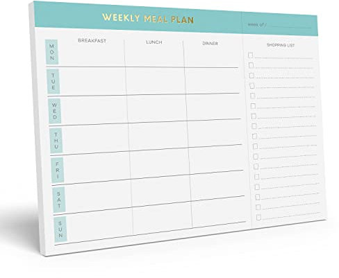 Sweetzer & Orange Weekly Meal Planner and Grocery List Magnetic Notepad. Teal 10x7” Meal Planning Pad with Tear Off Shopping List. Plan Weekly Menu Food for Weight Loss or Dinner List for Family!