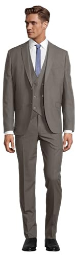 Steffen Klein Herren Anzug - Dreiteiler - Slim Fit - Größe 54 - Business Anzug mit Weste - Elastischer Komfort - Taupe
