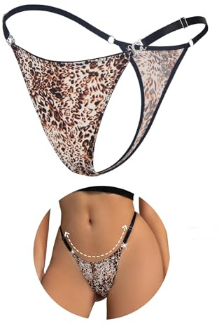 comeondear Stringtrosa dam sexig chic het tanga erotisk stor storlek is/PU-läder bikini baddräkt stretchtrosor damunderkläder trosor låg midja underkläder, Brons, XL