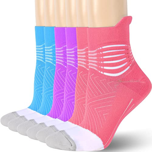 IRAMY Bas de Contention Femme Chaussettes de Contention Running Support de Cheville Chaussettes Basses de Compression de Course pour Fasciite Plantaire 3 Paires Évacuation de l'humidité